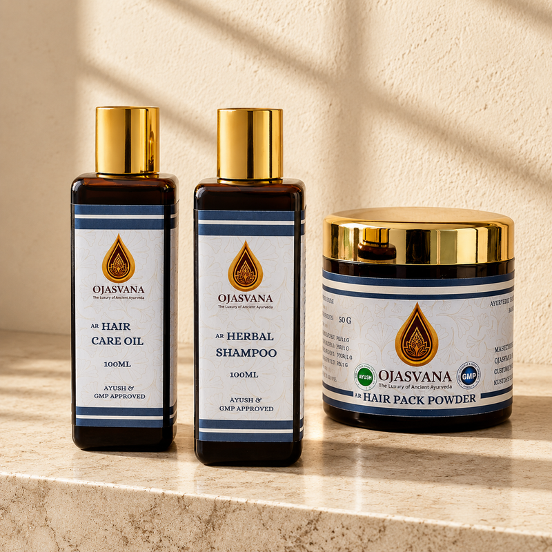 Herbal Shampoo + Hair Care Oil + Hair Pack Powder