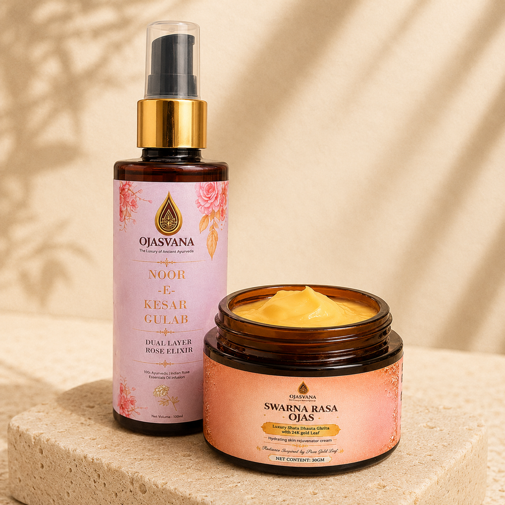 Swarna Rasa Ojas Cream + Noor E Kesar Gulab Mist