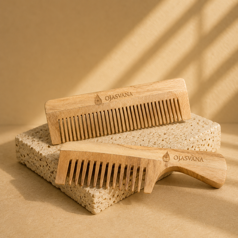 Kacchi Neem Wooden Dual Comb – Premium Ayurvedic Hair Care Combo
